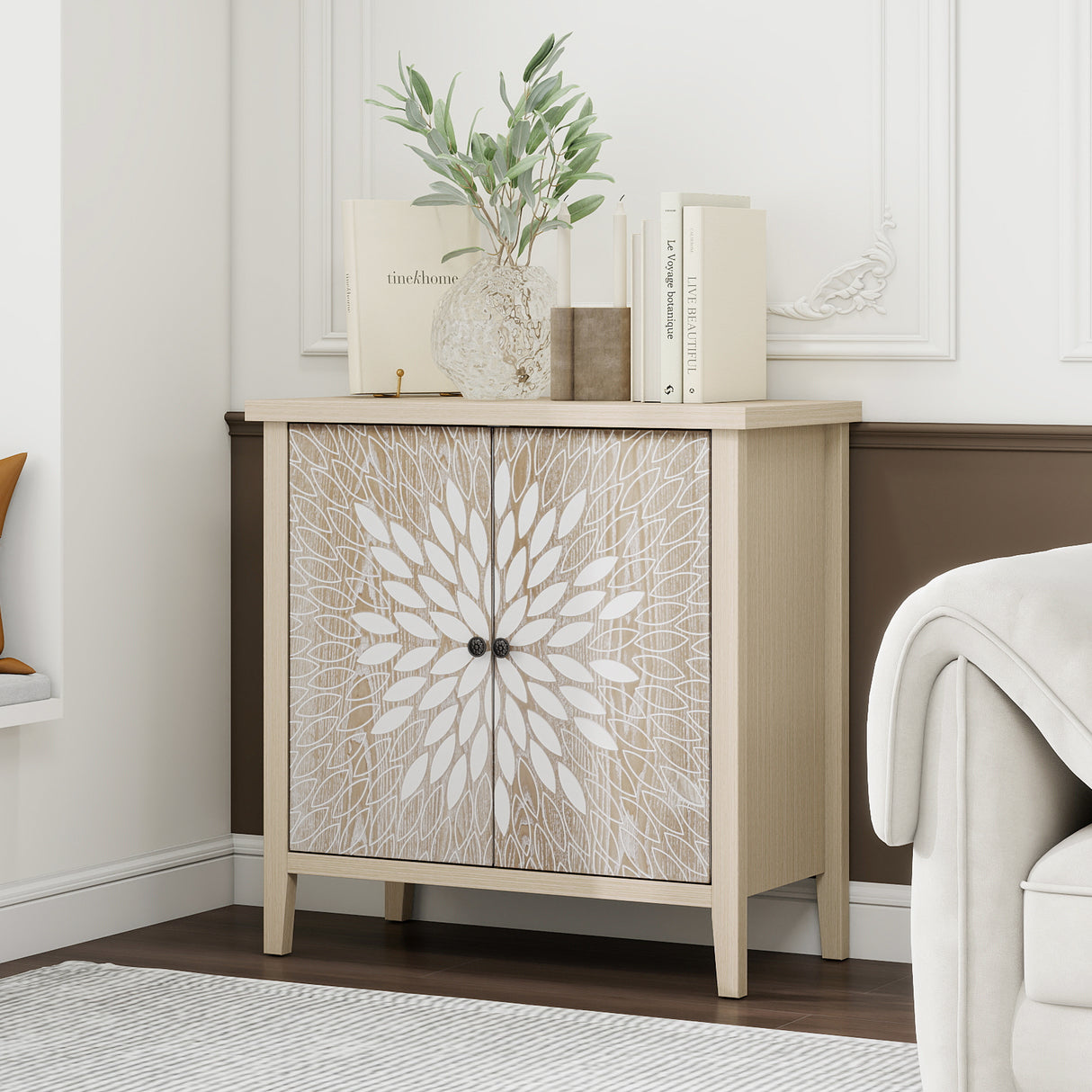 2-Door-Carved-Storage-Cabinet-with-Adjustable-shelf-Cabinets-&-Storage