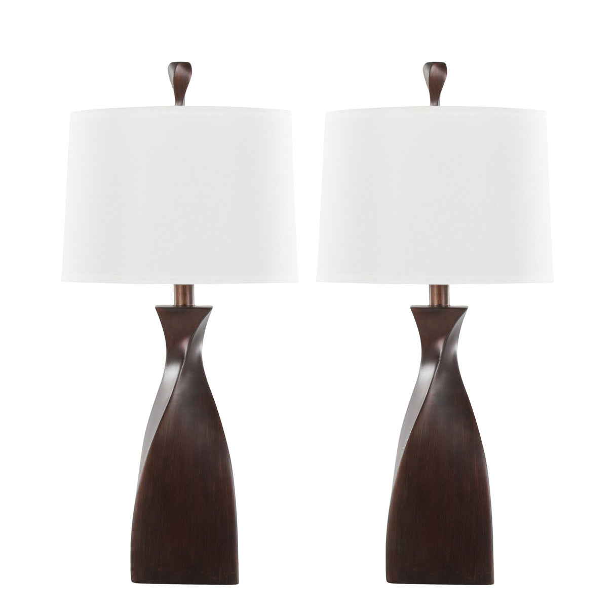 Curvo 2-Piece Copper Bronze Polyresin Table Lamps with Linen Shade