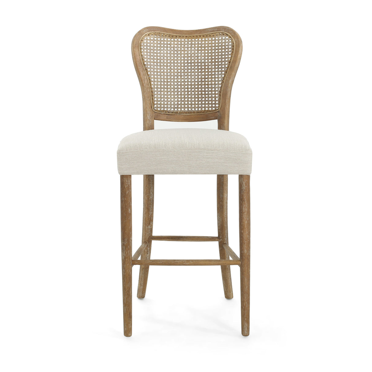 Cane-Back Upholstered Bar Stools Set of 2