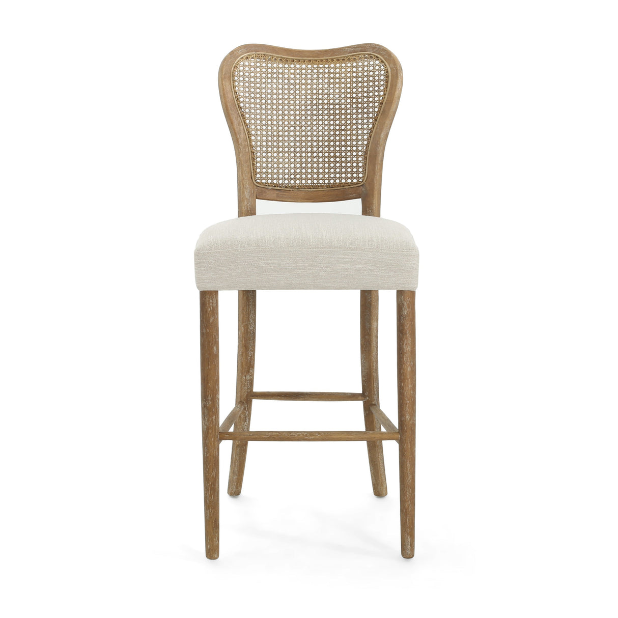 Cane-Back Upholstered Bar Stools Set of 2
