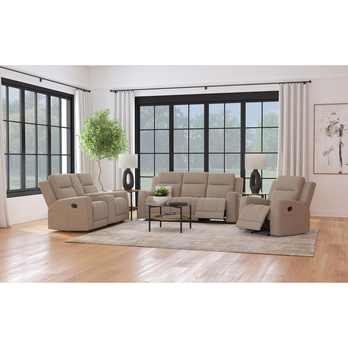 Slater - Upholstered Recliner Chair With Manual Recline - Taupe