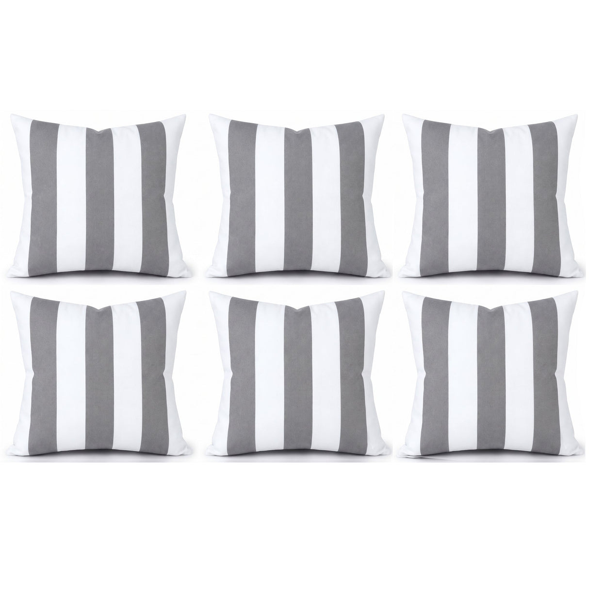 6 Pack Outdoor Pillow Covers - Gray/White Striped