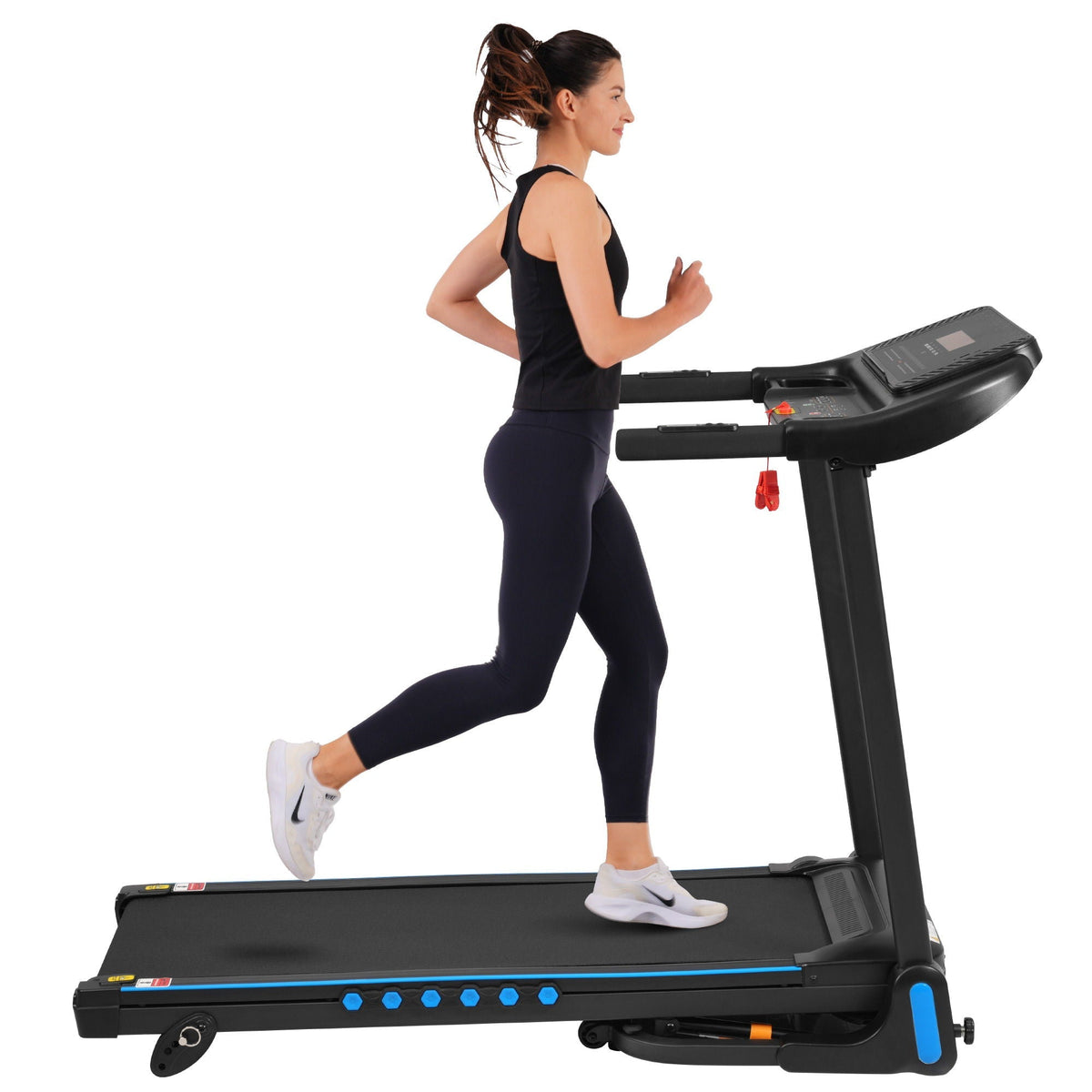 Incline Treadmill For Running & Walking, Hydraulic System Auto Folding With Type C & USB Charge For Android, 10Mph, Bluetooth Speaker - Black