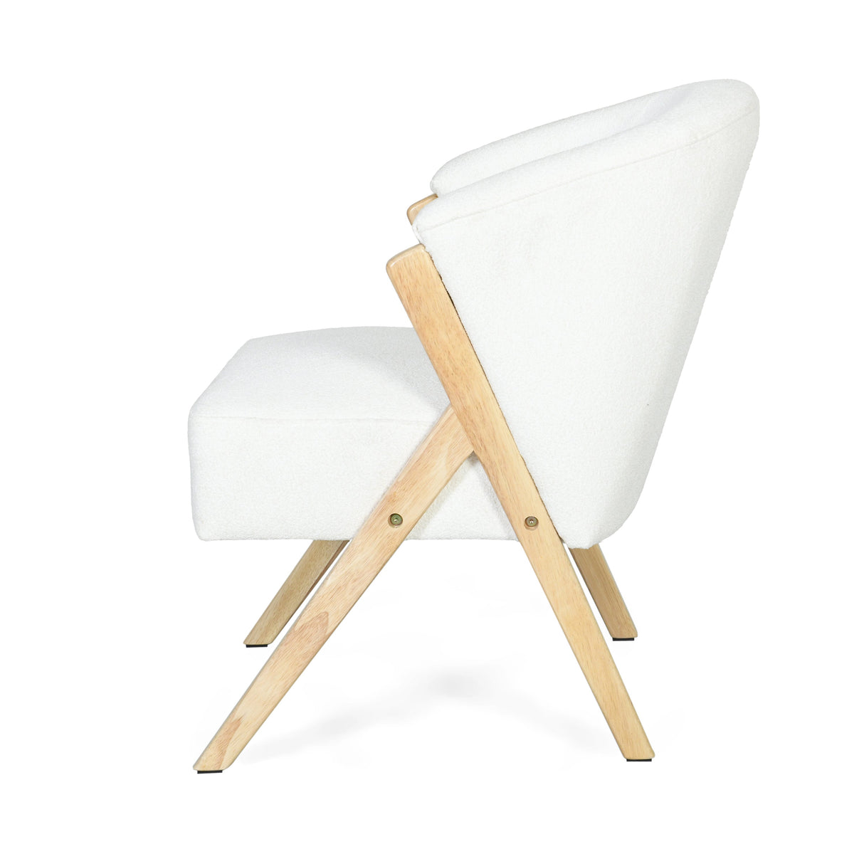 Modern Accent Chair with White Polyester Upholstery and Solid Wood Frame