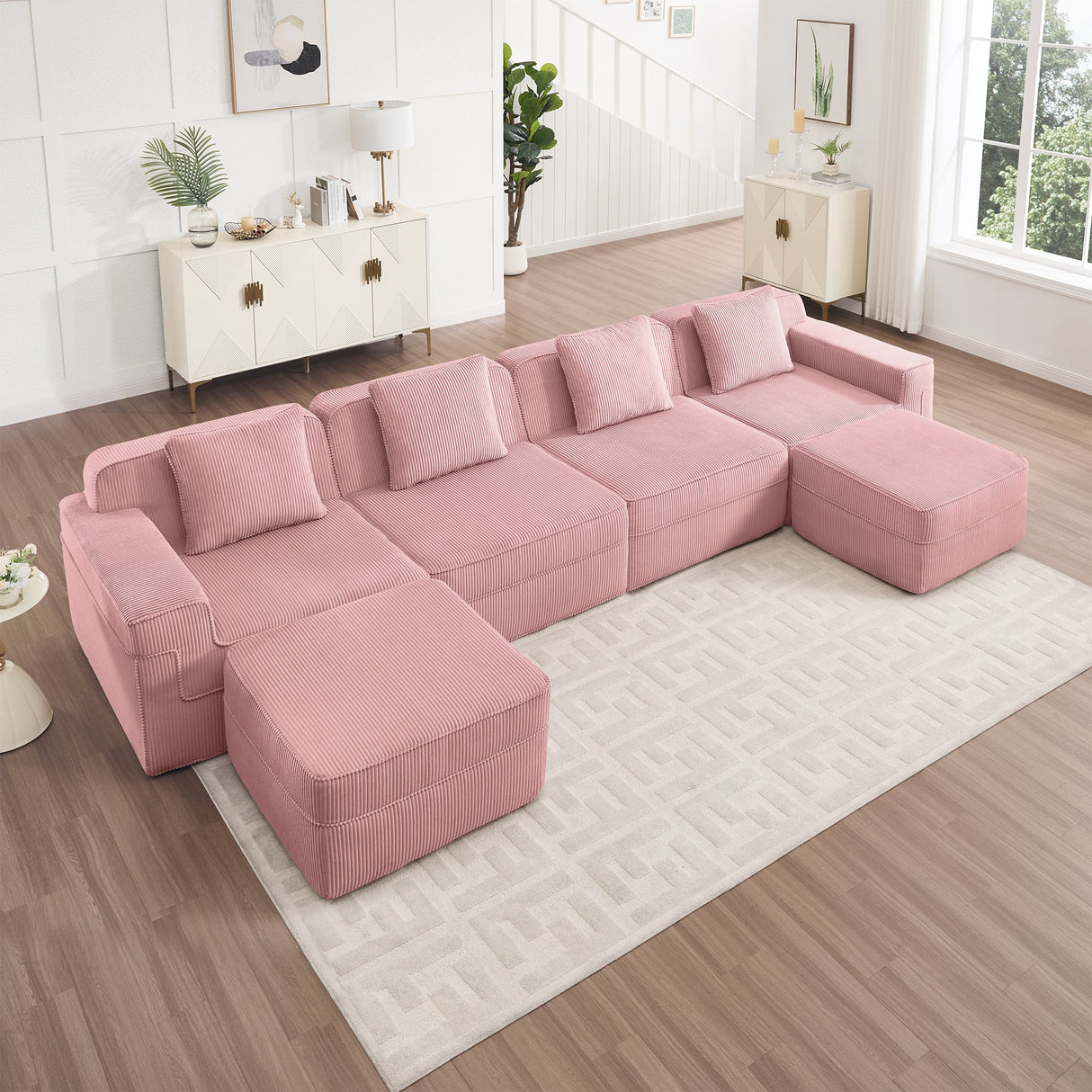 Modular 4 Seat U Shape Sectional Boneless Sofa