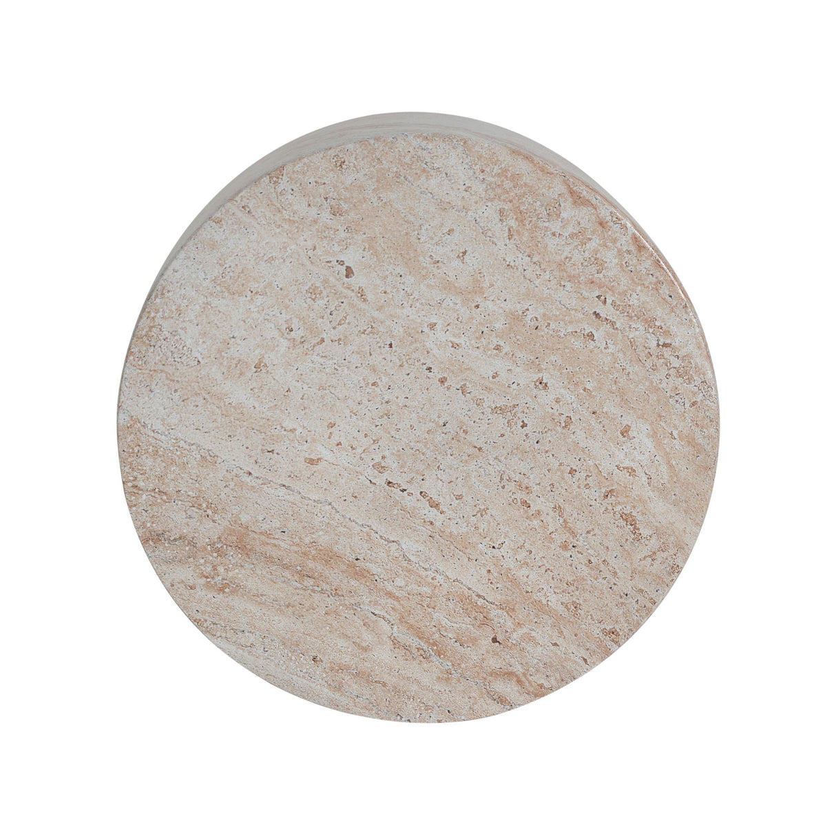 Outdoor / Indoor Lightweight Concrete Side Table With Travertine - Beige