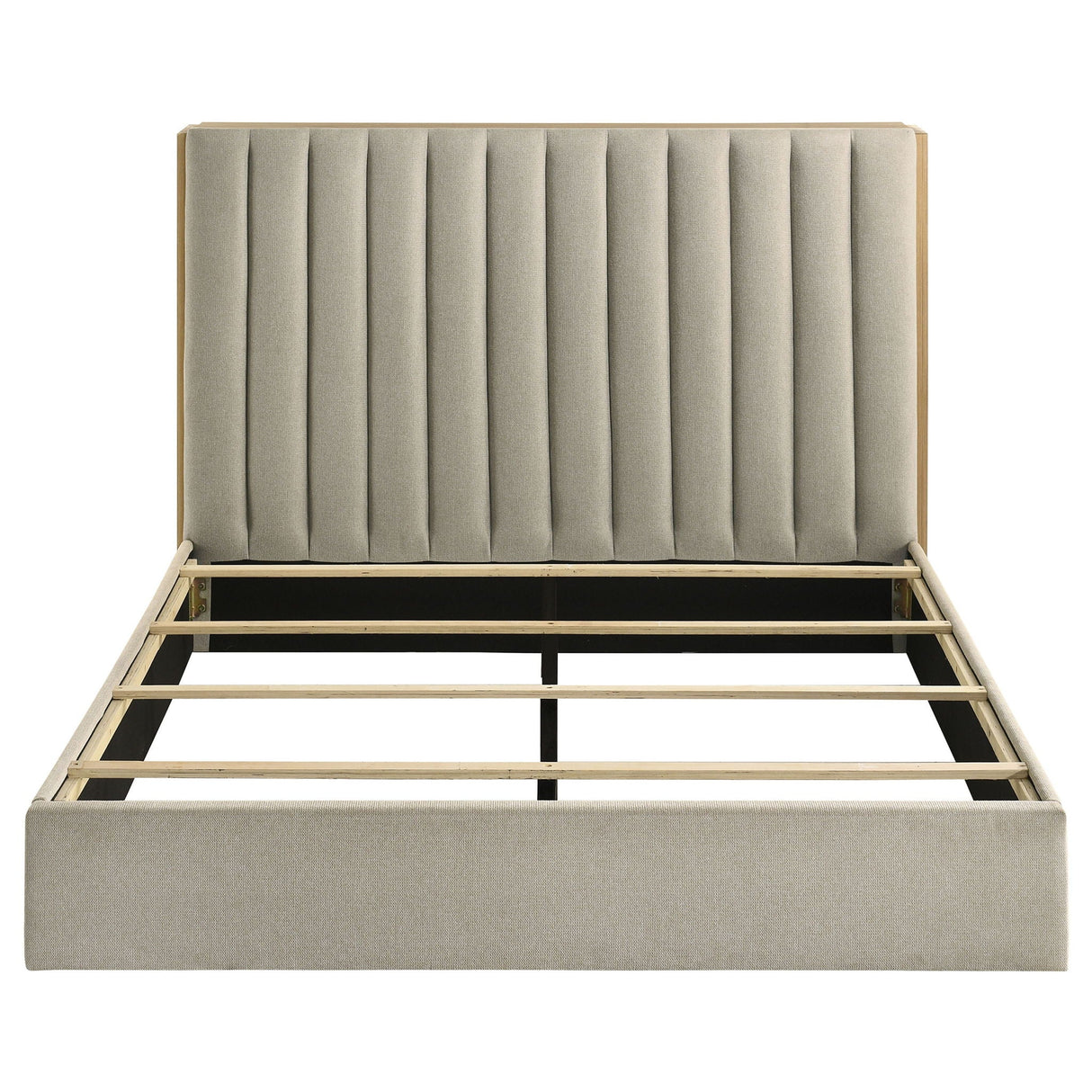Arielle Queen Bookcase Panel Storage Bed Light Oak