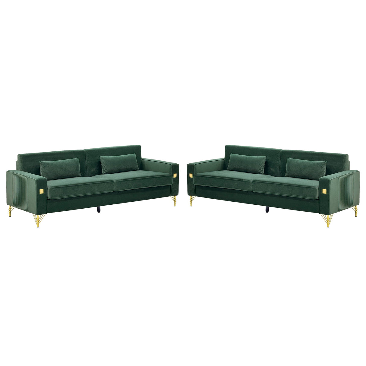 Emerald Green Velvet 2-Piece Sofa Set