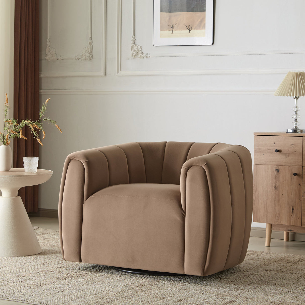 Modern Swivel Club Chair with Premium Velvet