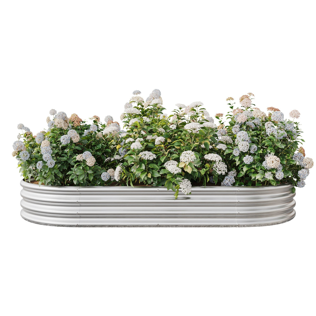 Raised Garden Bed Outdoor Oval Large Metal Raised Planter Bed - Silver