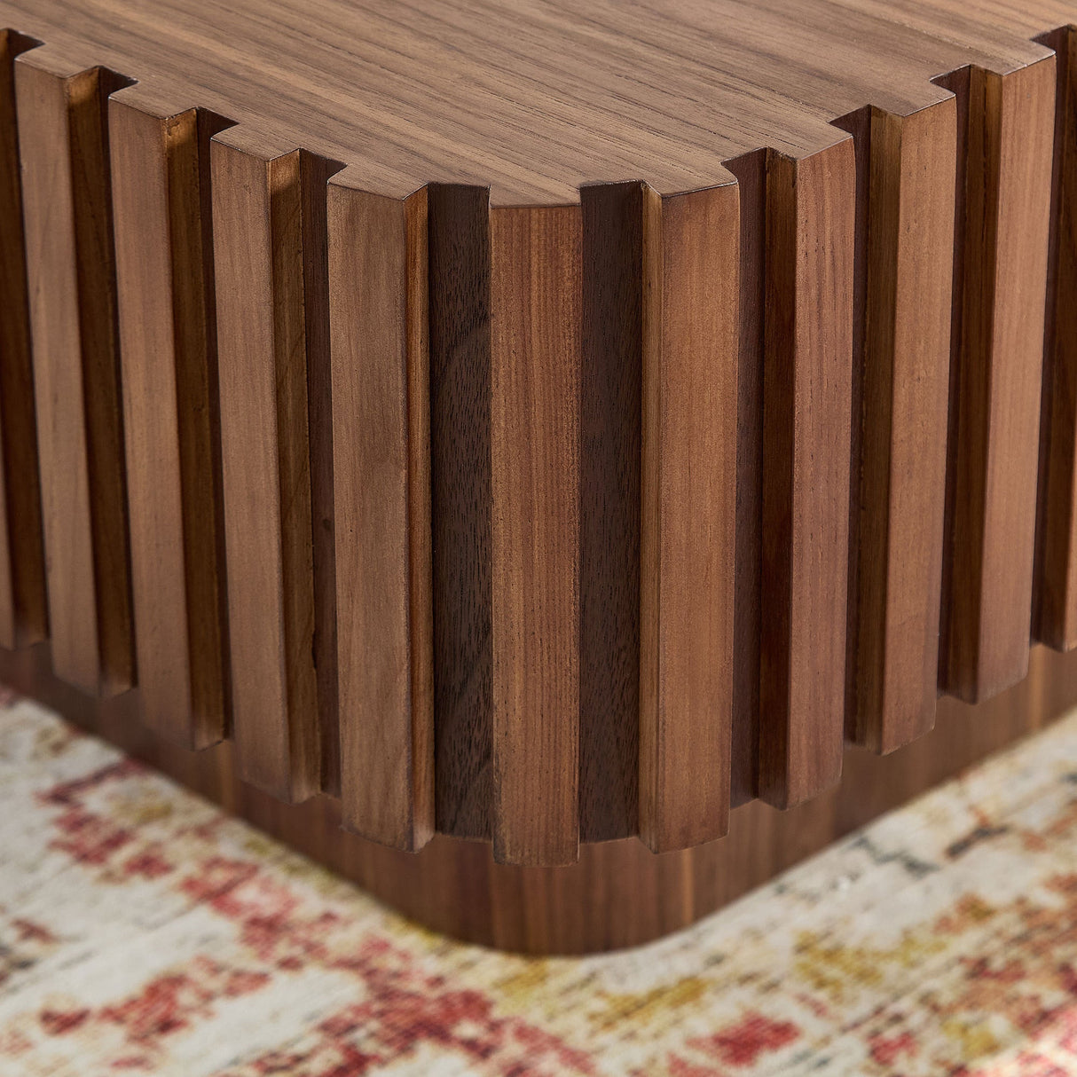 31.5 Inch Modern Handcraft Drum Coffee Table Walnut