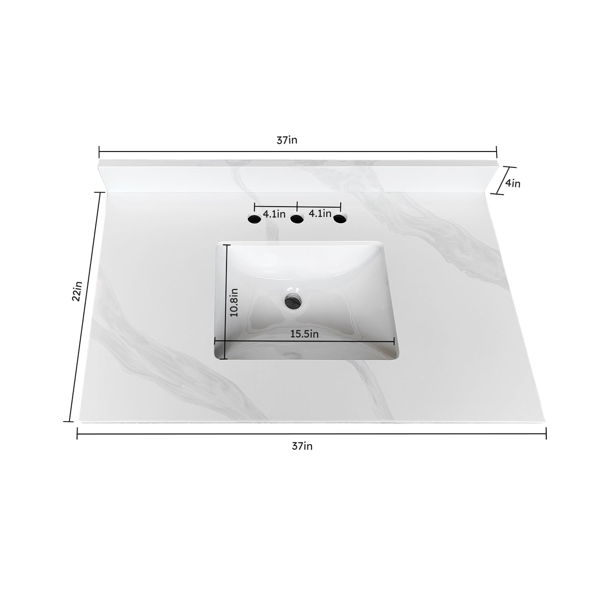 37-Inch Quartz Bathroom Vanity Top