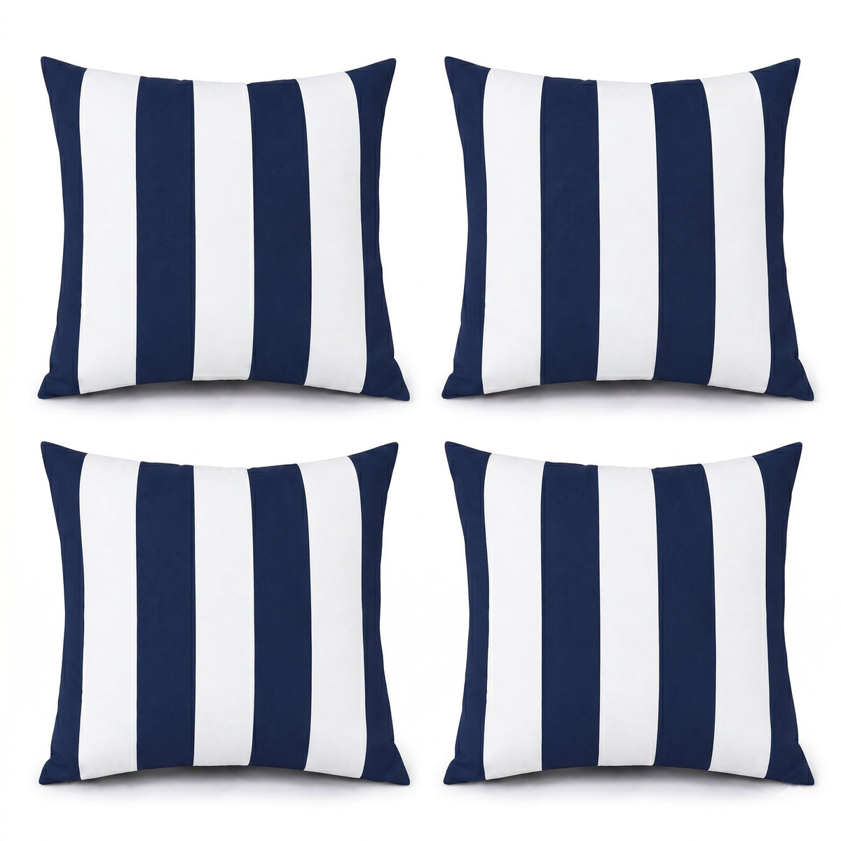 4 Pack Outdoor Pillow Covers - Navy Blue/White Striped