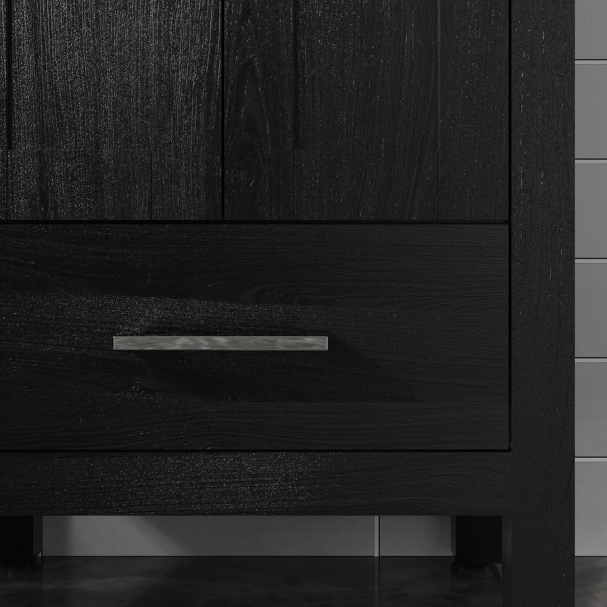 Goodyo - Bathroom Vanity Sink Combo (Cabinet With Water-Grain Top) - Black