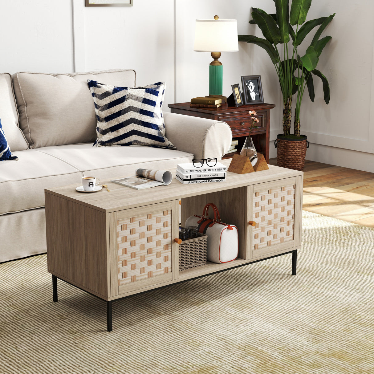Elegant-Veener-Weaving-Design-Coffee-Table-41.73-x-19.70-x-18.70-inches-Coffee-Tables
