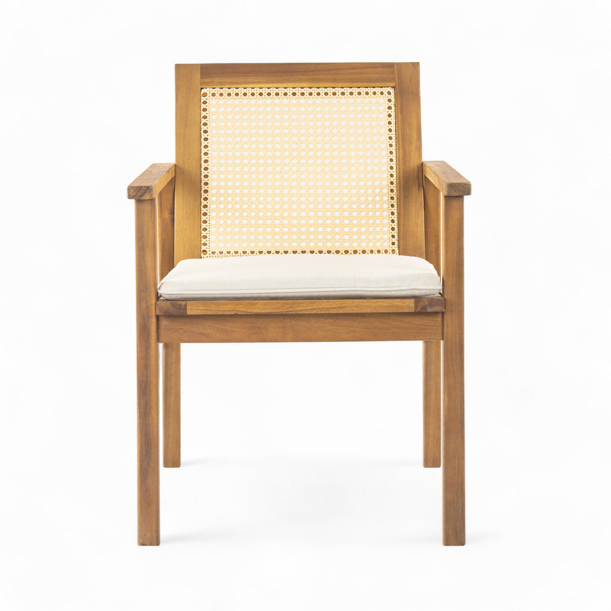 Preston Outdoor Patio 7-Piece Dining Set with Acacia Wood Chairs and Beige Cushions