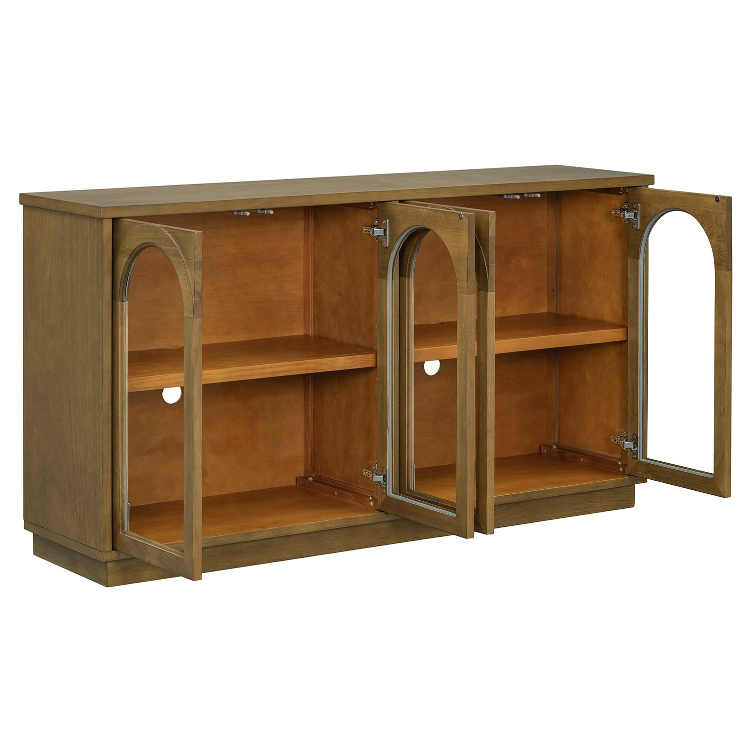 Arched Storage Cabinet with Glass Doors