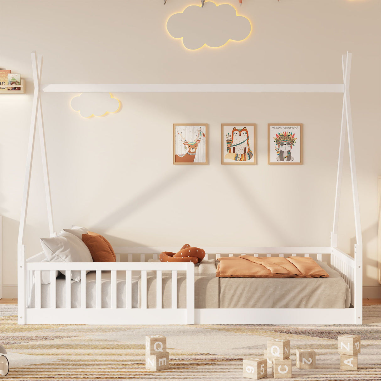 House Shaped Design Bed With Fence