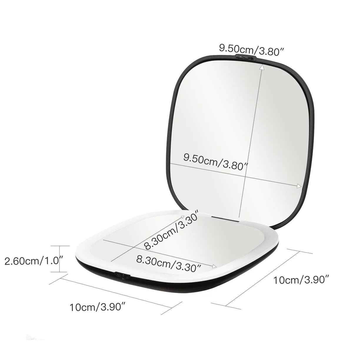 Black 1x/3x Magnifying Rechargeable LED Compact Makeup Mirror