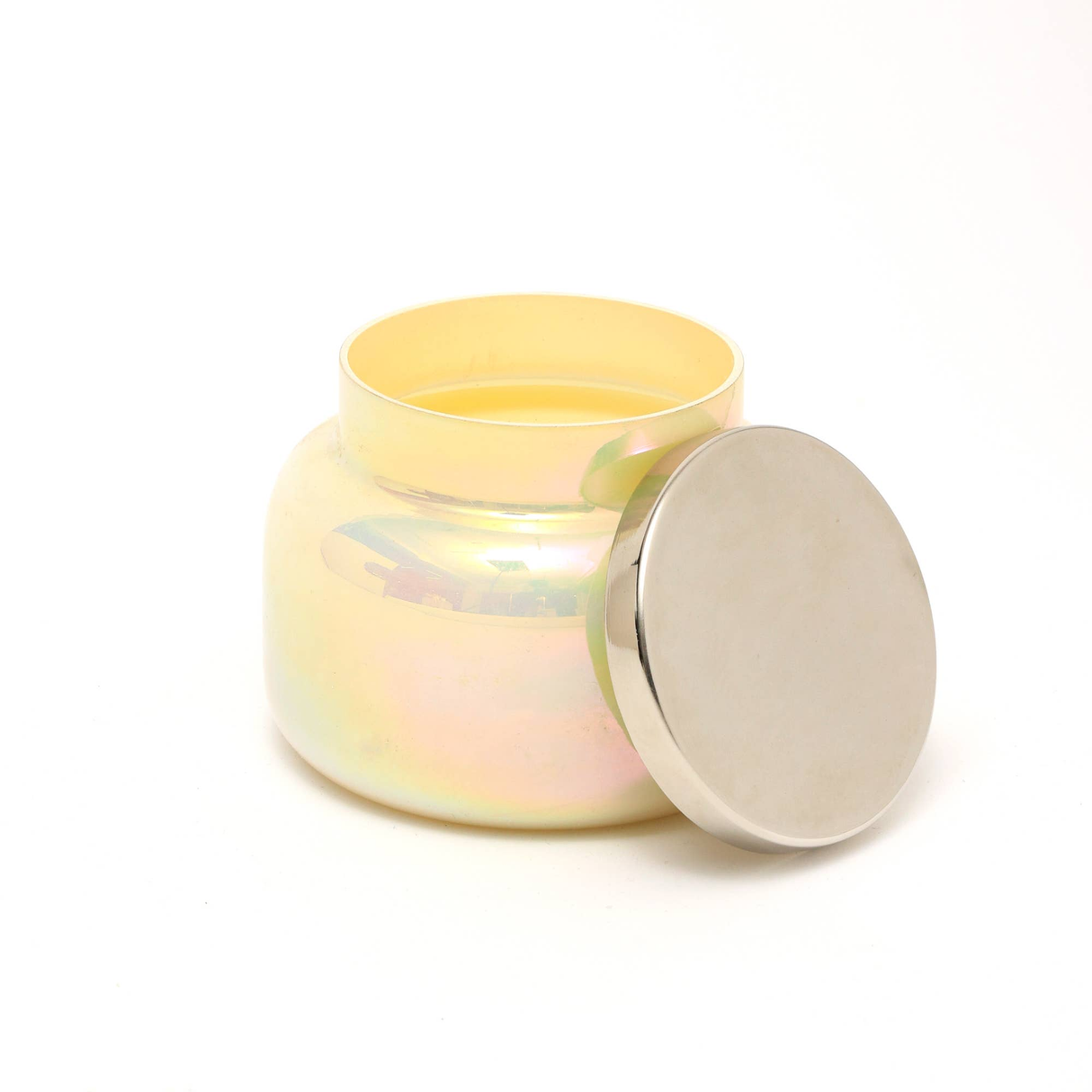 Scented Wax Candle Jar with Lid in Pastel Yellow