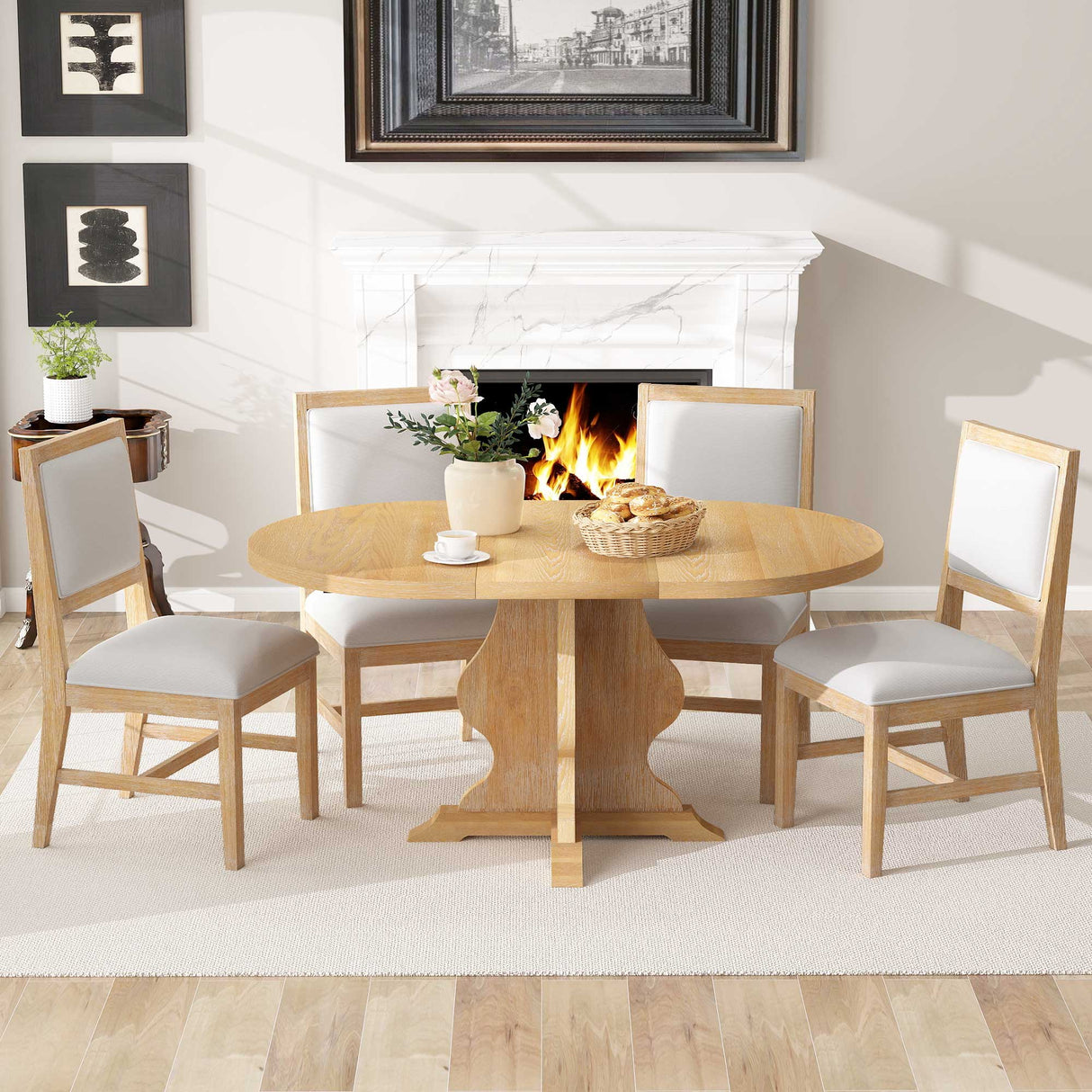 TREXM Farmhouse 5-Piece Dining Table Set