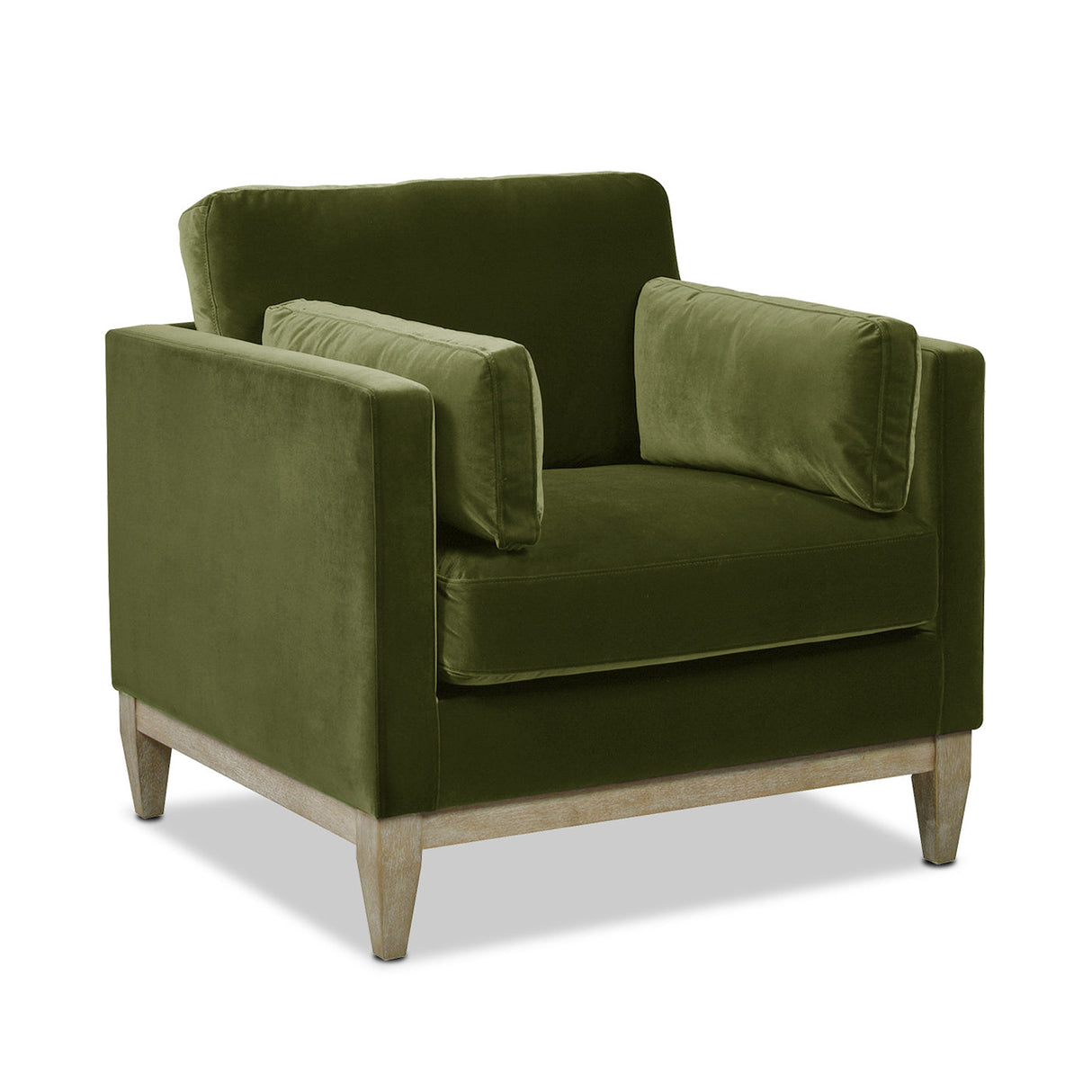 Brooding Upholstered Accent Chair with Arm Cushions and Wood Legs