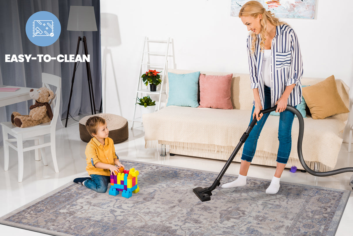 8X10 Brown/Beige /Traditional Non-Shedding and Stain Resistant Area Rug