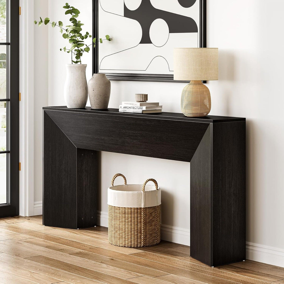 Extra Long Console Table Table Behind Couch For Hallway & Living - Black