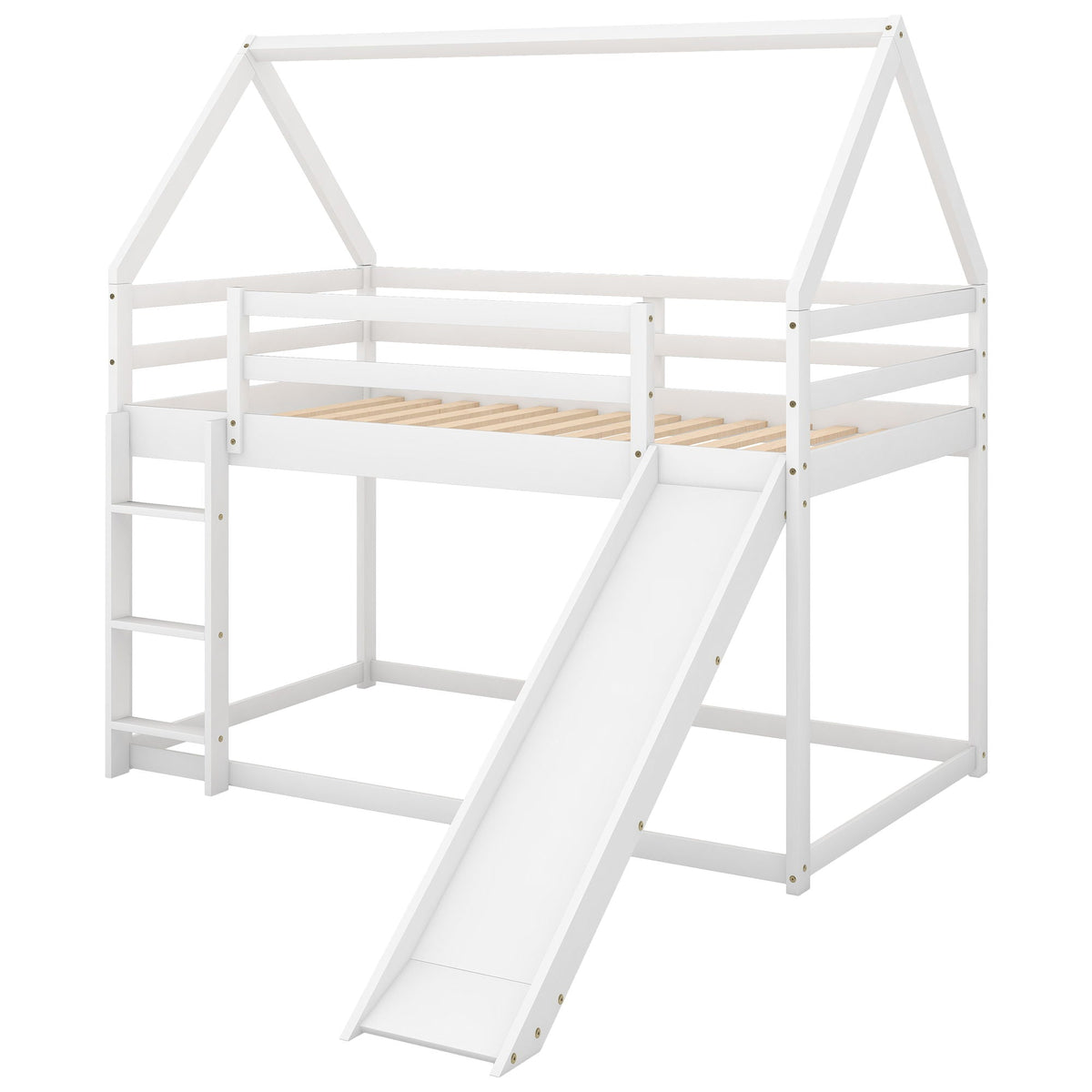 House Shape Bunk Bed With Slide And Ladder