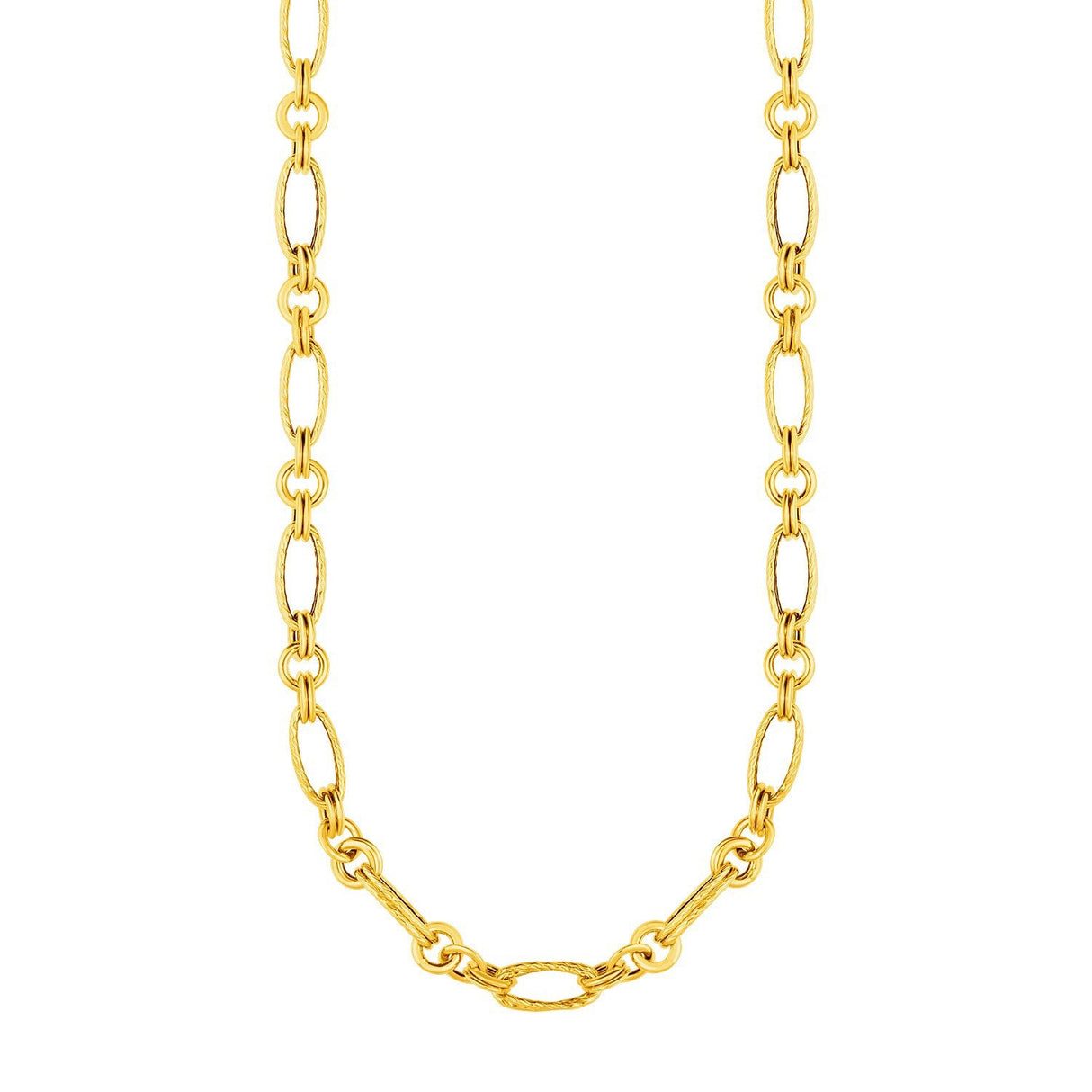 14k Yellow Gold Twisted and Polished Link Necklace