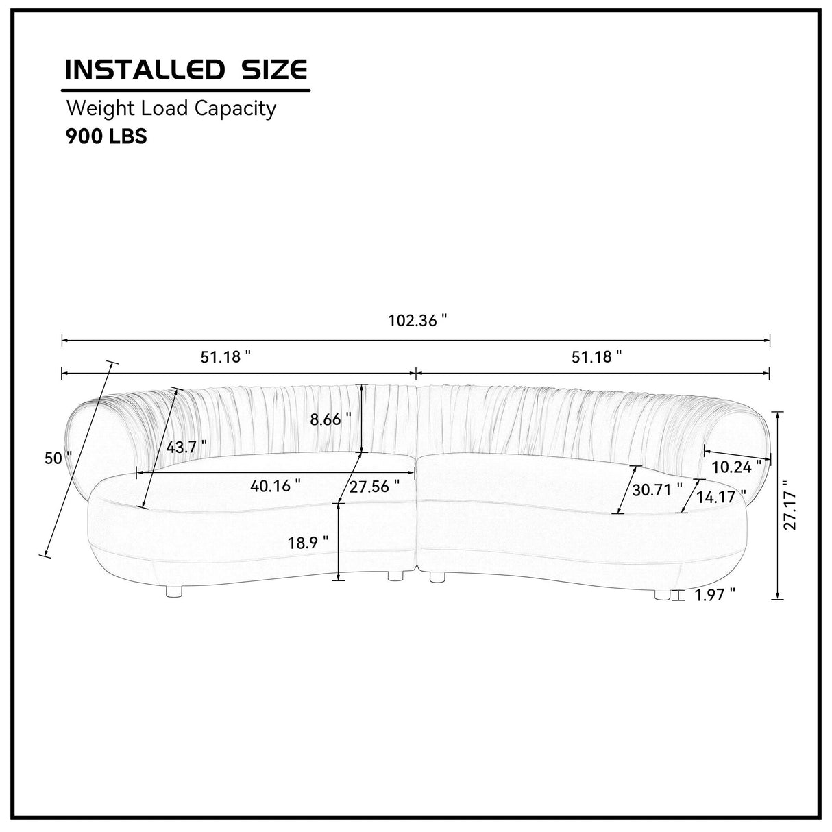 Modern Curved Sofa with Elegant Crescent Silhouette Design