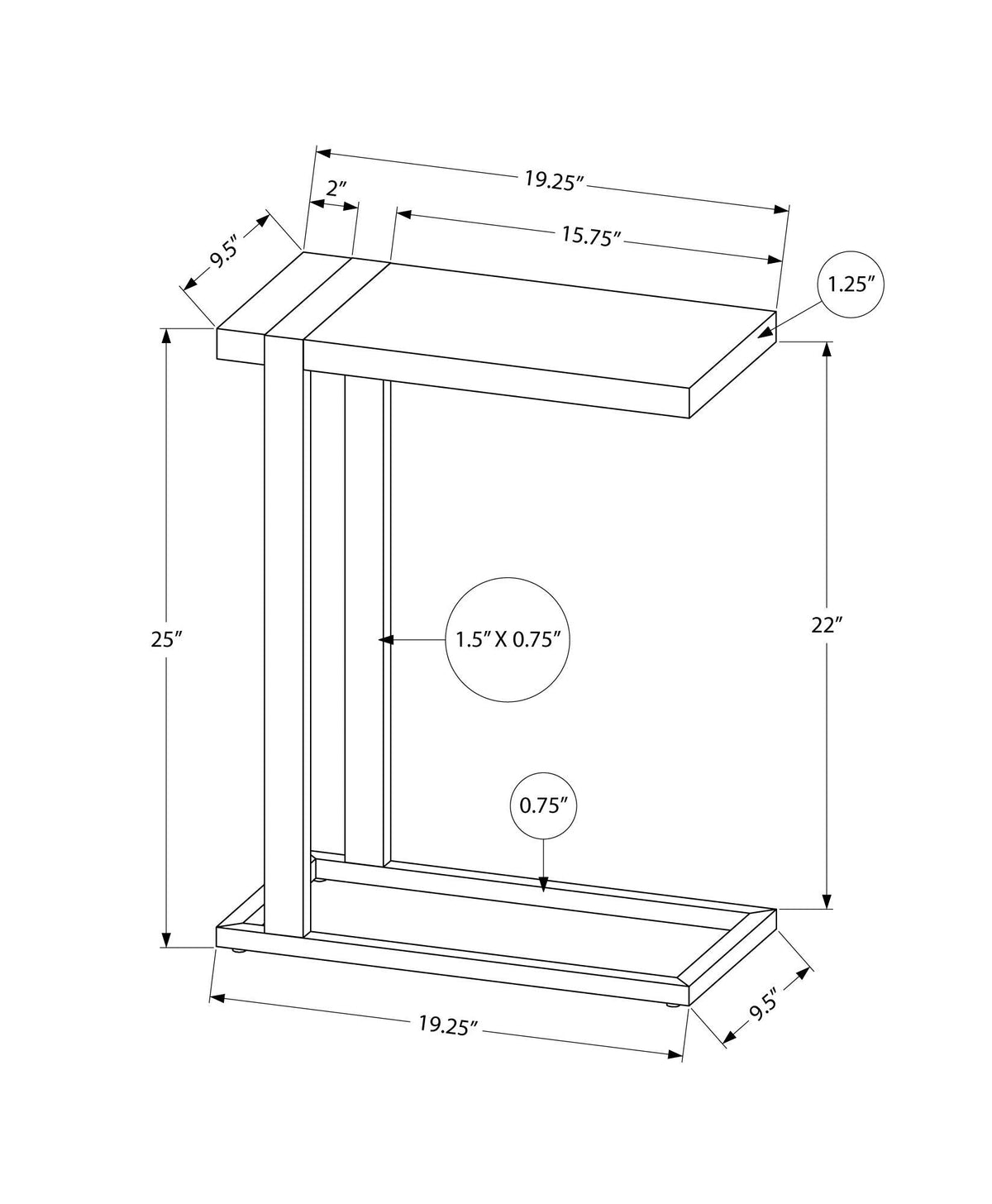 Accent Table, C-Shaped, Contemporary & Modern Stylish Design