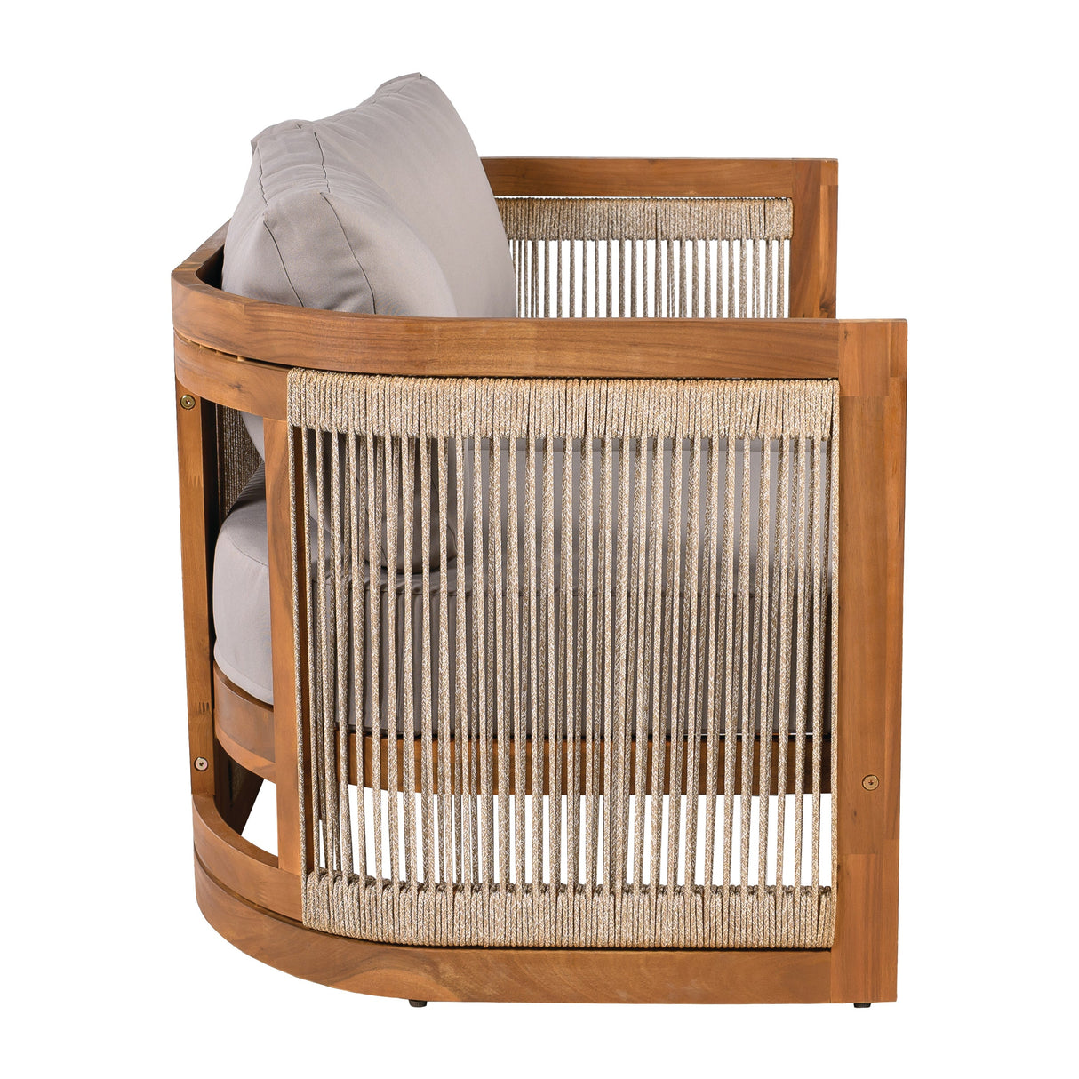 4-Piece Patio Seating Group with Acacia Wood and Woven Rope Accents