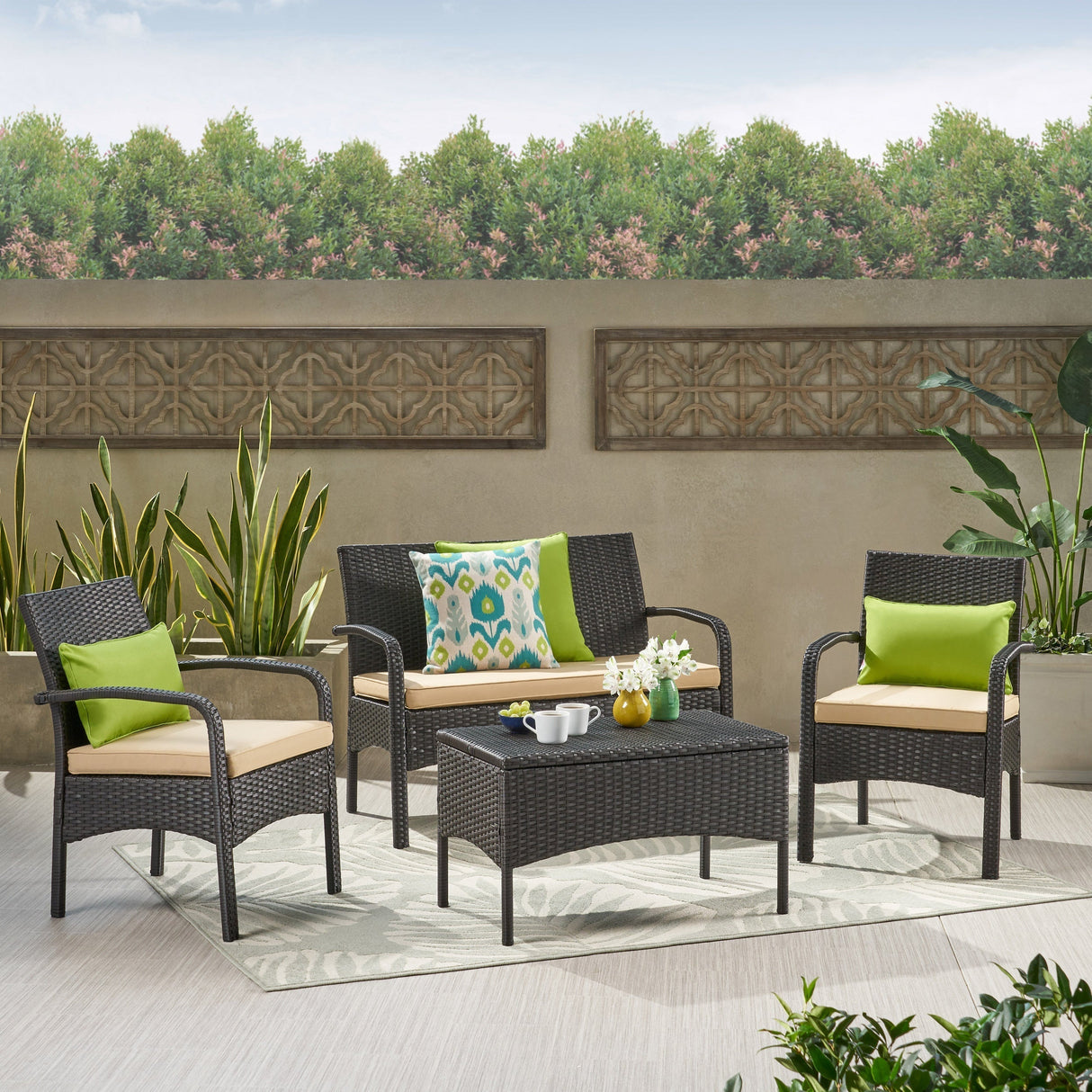 Cordoba 4-Piece PE Rattan Outdoor Chat Set