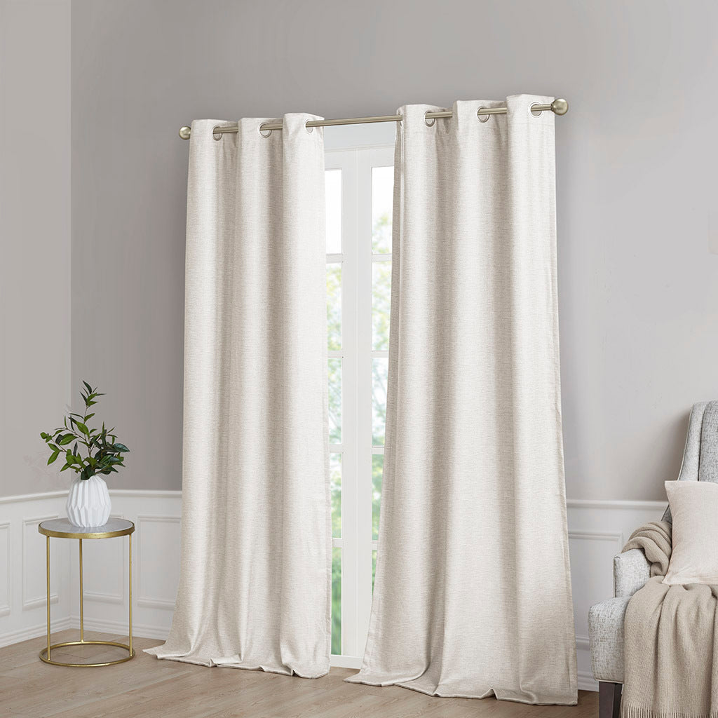 Tonal printed faux silk total blackout curtain panel pair(2 pcs window panels)