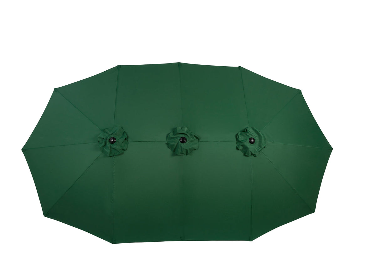 14.8 Ft Double Sided Outdoor Umbrella Rectangular Large with Crank (Dark Green)