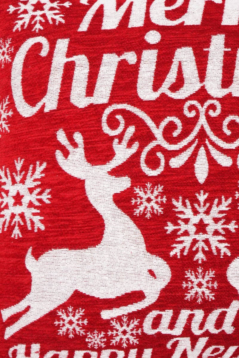 Handcrafted 'Merry Christmas' Jacquard Pillow