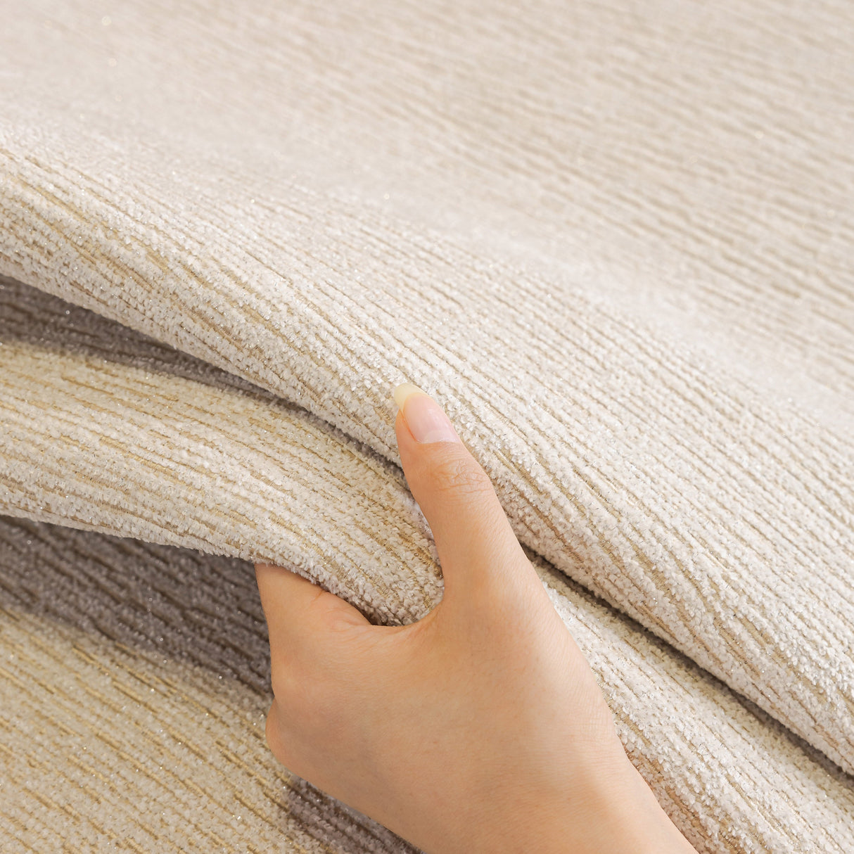 Chenille Couch Cover with Scalloped Edge, Non-Slip Modular Slipcover