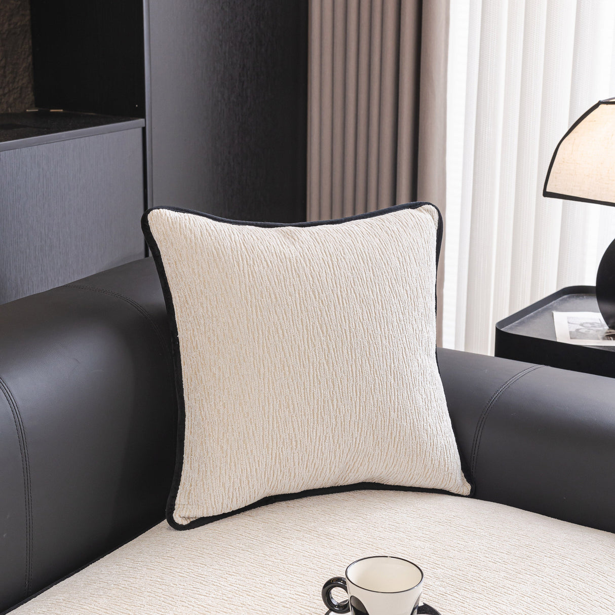 Chenille Couch Cover with Scalloped Edge, Non-Slip Modular Slipcover