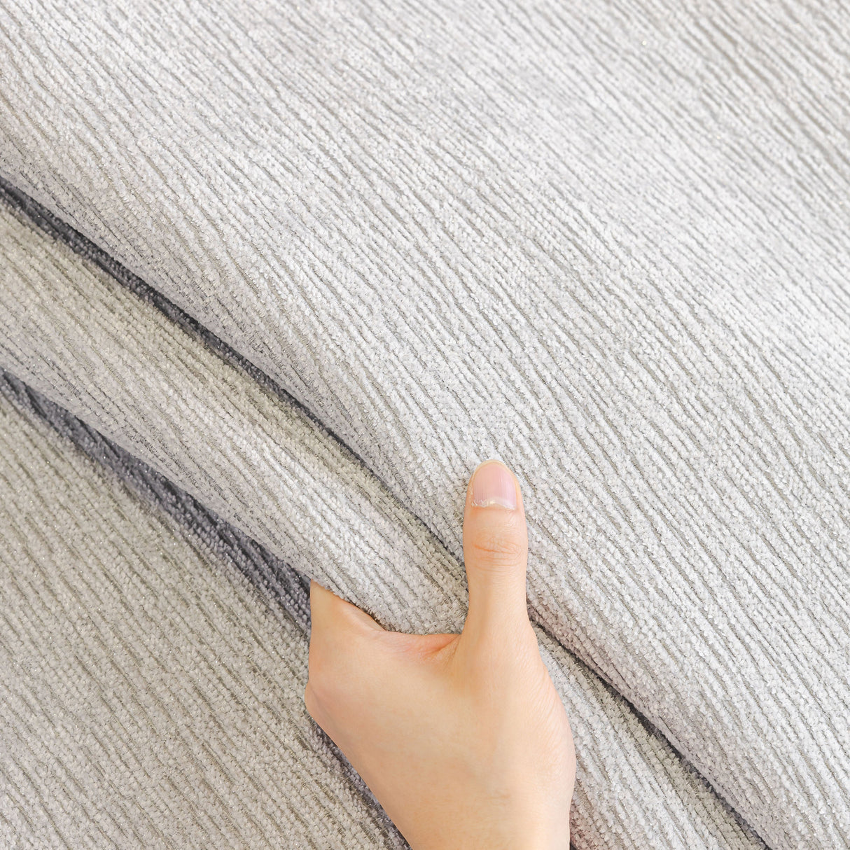 Chenille Couch Cover with Scalloped Edge, Non-Slip Modular Slipcover