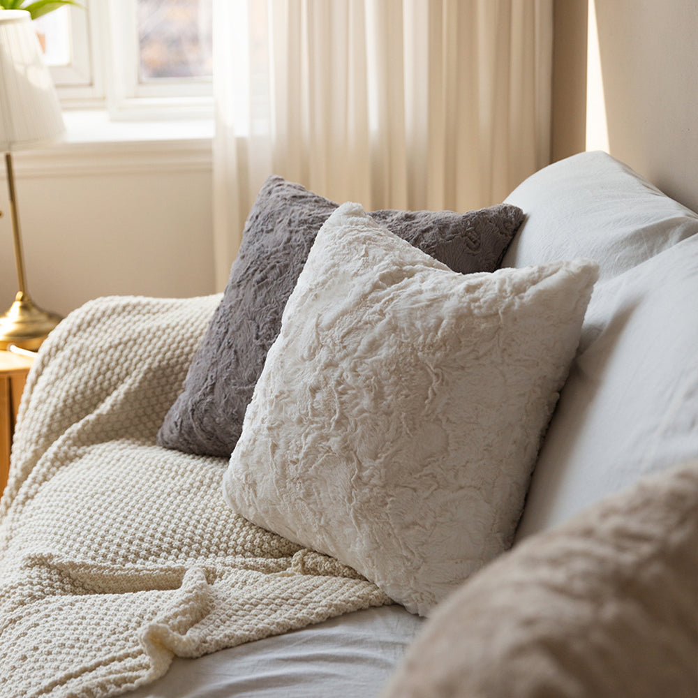 Pack of 2 Double sides furry throw pillow case and insert great to snuggle