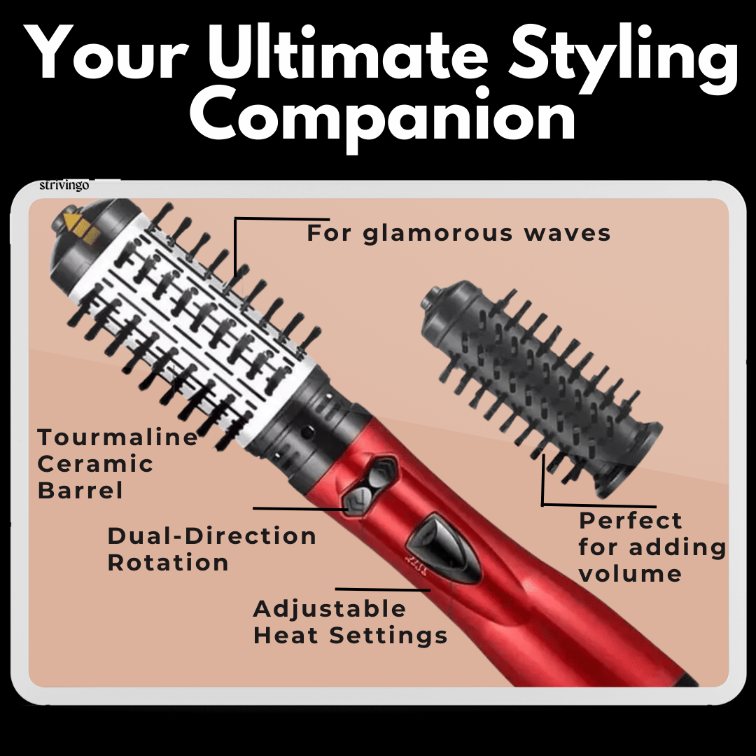 Ionic Rotating Hot Air Brush Hair Styler Dryer with 2 Brush Heads
