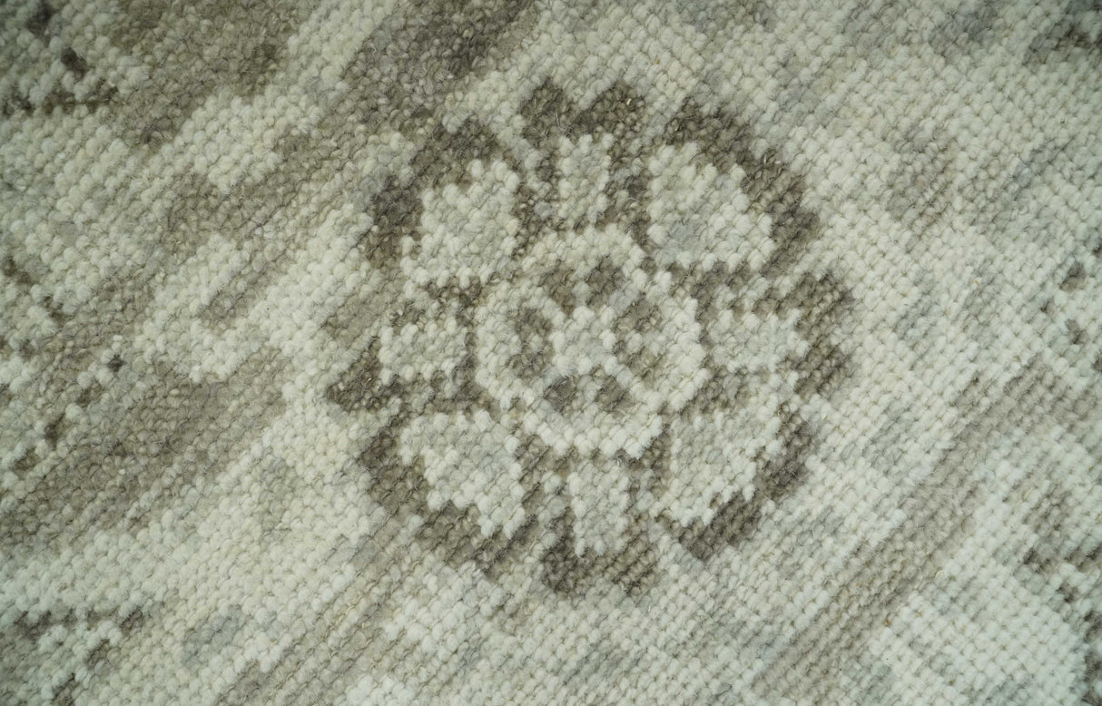 Traditional Turkish Design Beige And Brown Hand Knotted Custom Made wool rug