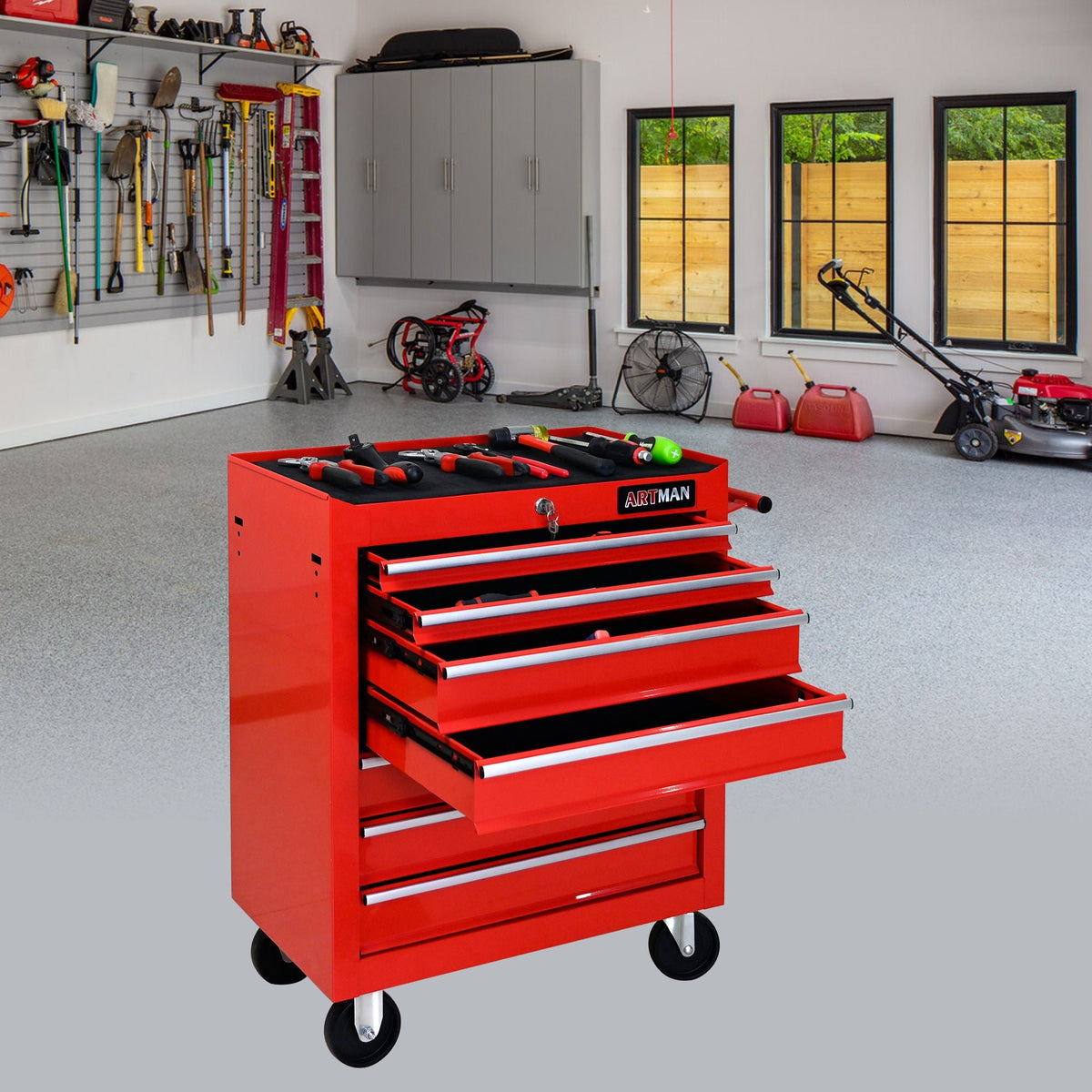 Multifunctional Tool Cart With Wheels And Drawers