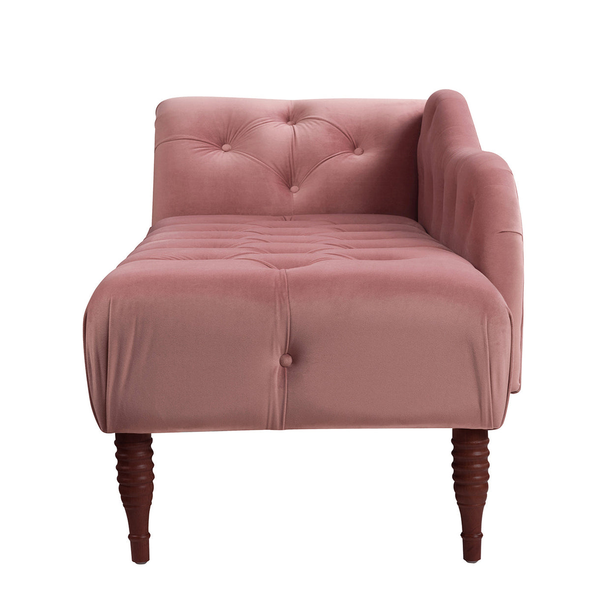 Samuel Tufted Roll Arm Chaise Lounge, Ash Rose Pink Velvet