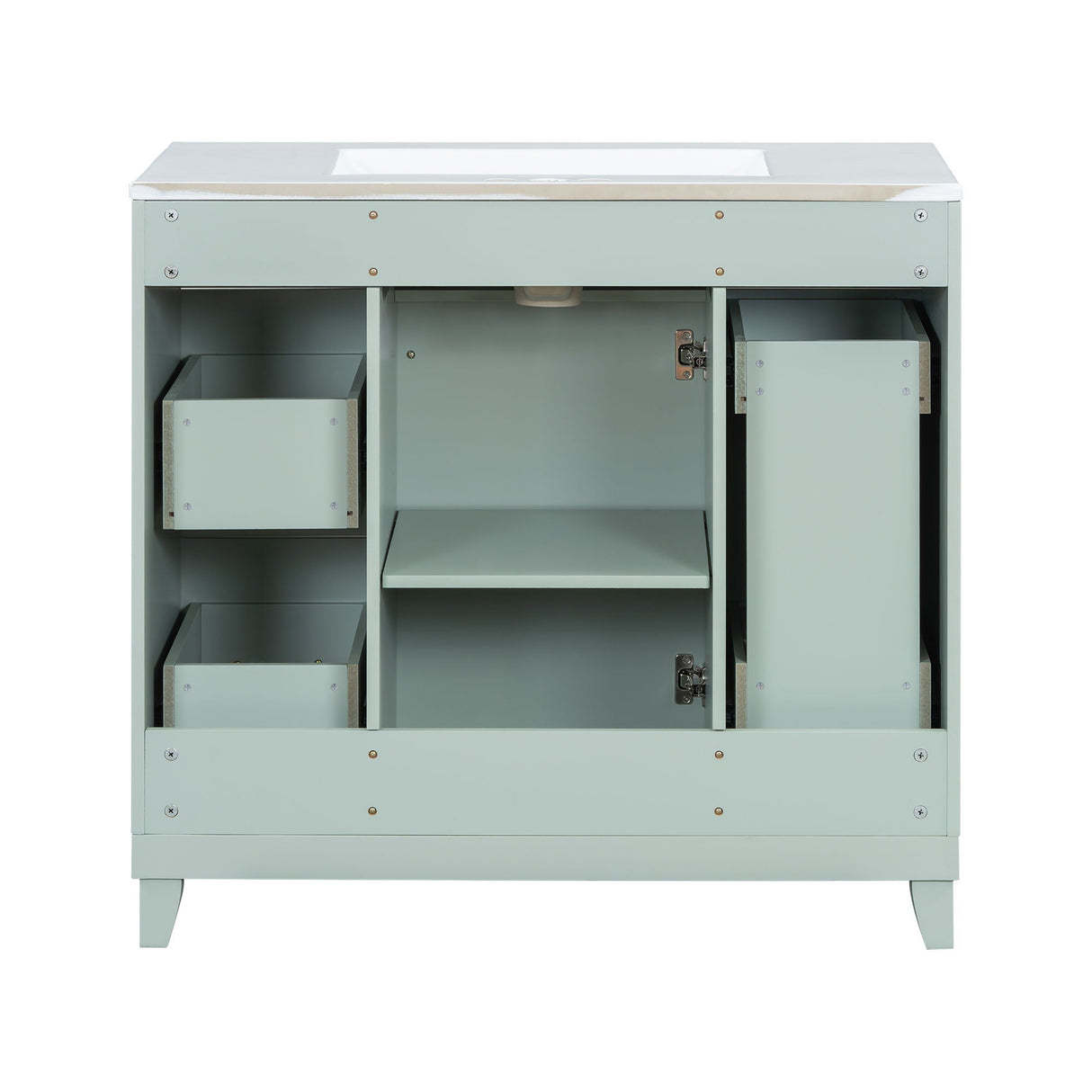 Bathroom Vanity With Ceramic Sink, Soft Close Doors, Adjustable Shelves