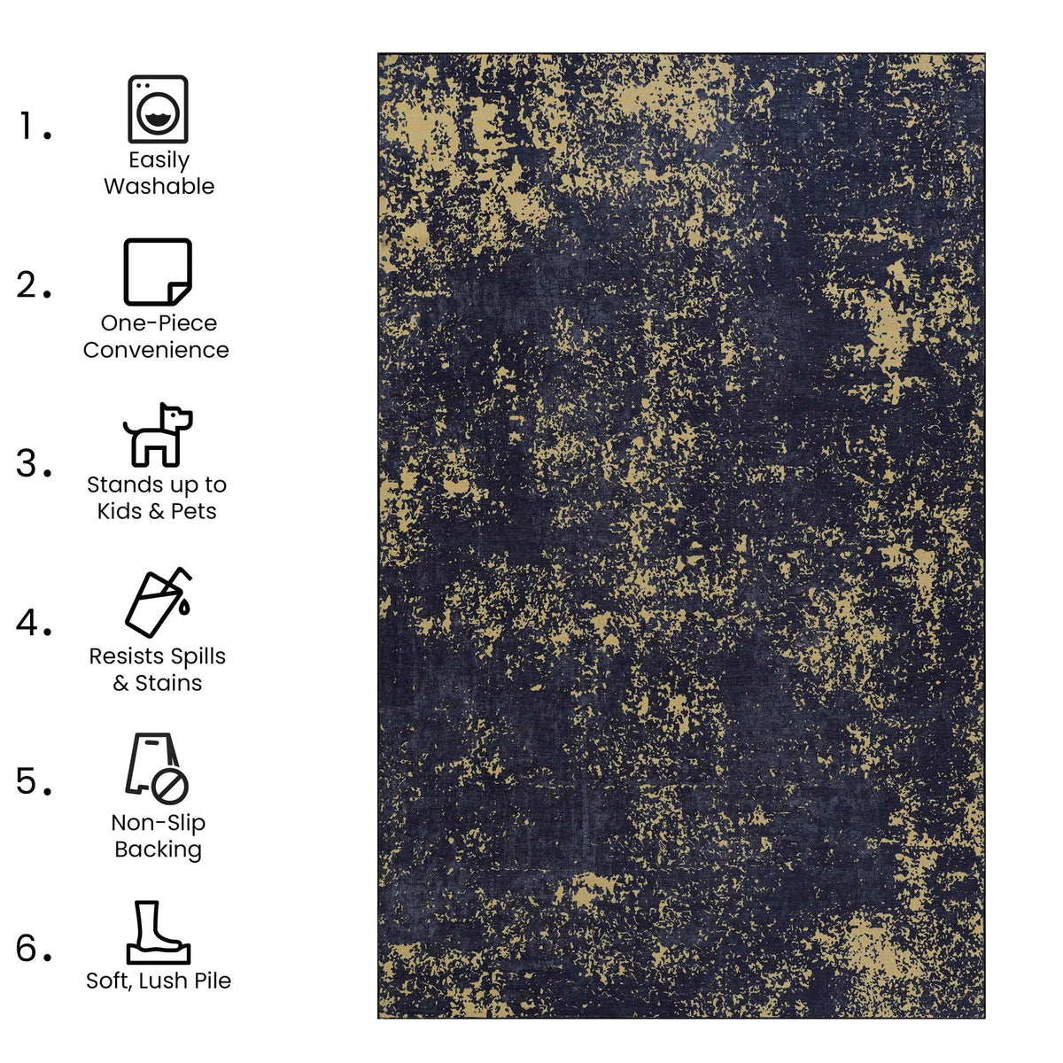 Maval - Stunning Area Rug, Washable