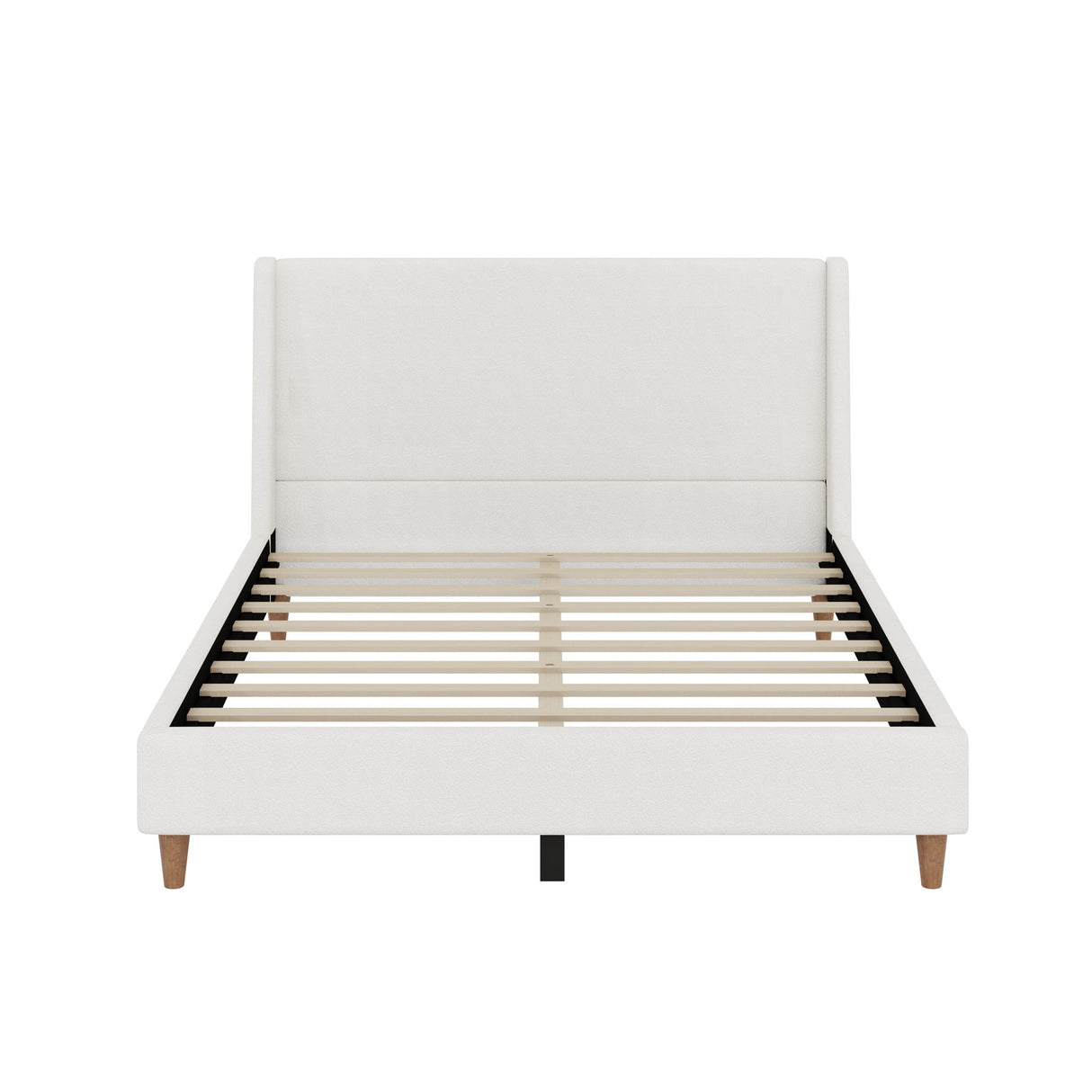 Upholstered Modern Platform Bed With Wingback Headboard