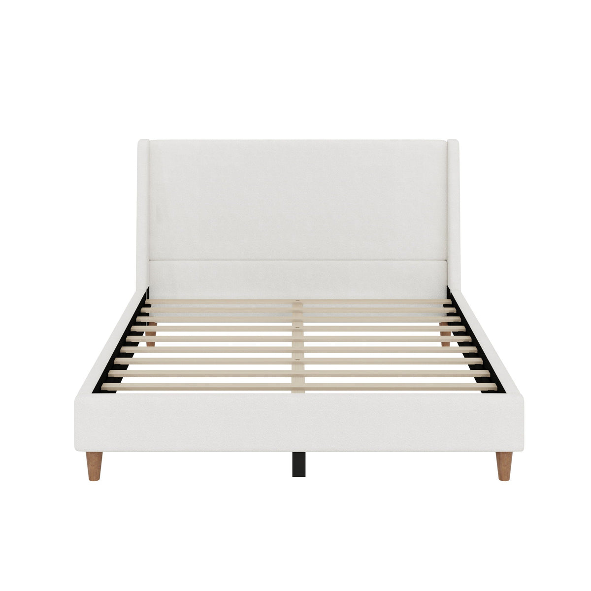 Upholstered Modern Platform Bed With Wingback Headboard