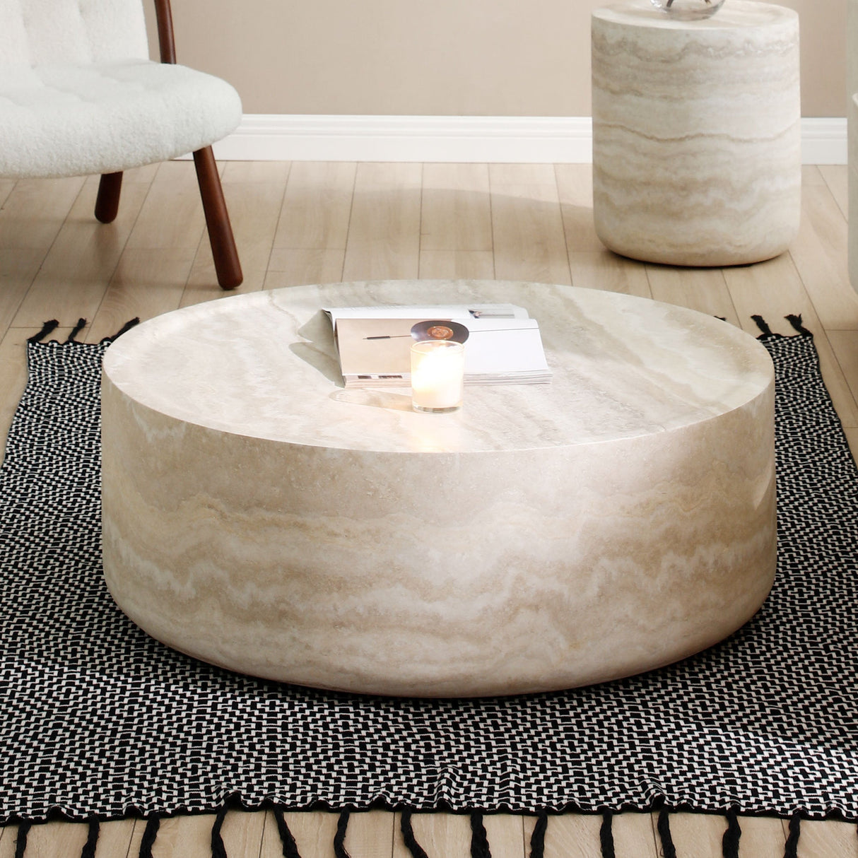 39.37'' Faux MARS Pattern Round Coffee Table